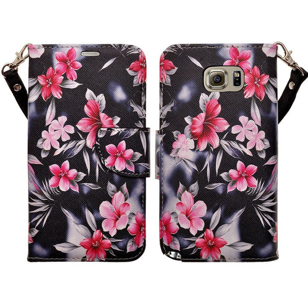 samsung galaxy note 5 case - Pu leather wallet - Pink Flower - www.coverlabusa.com