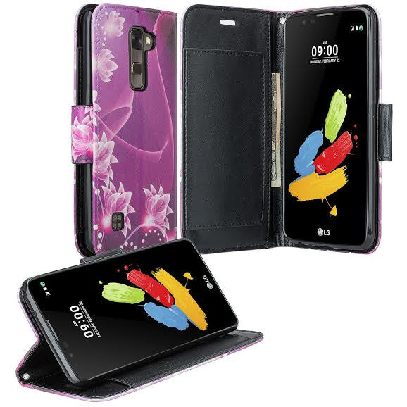 lg stylo 2, stylo 2 v wallet case - purple lotus - www.coverlabusa.com