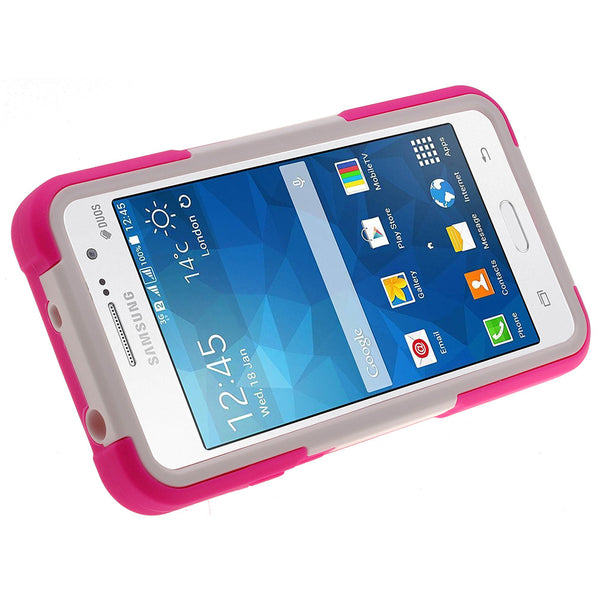 Galaxy Go Case, Samsung Grand Prime hybrid diamond case - hot pink/white - www.coverlabusa.com