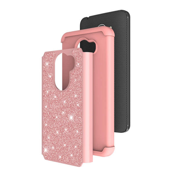 Alcatel A30 Plus Glitter Hybrid Case - Rose Gold - www.coverlabusa.com