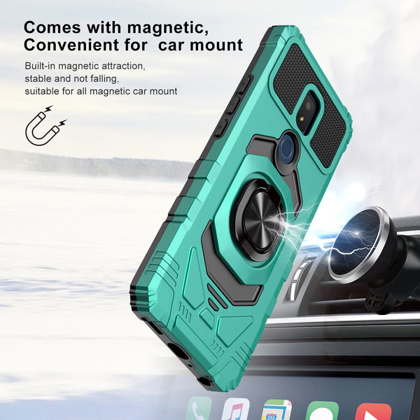 ring kickstand hyhrid phone case for cricket icon 3 - teal - www.coverlabusa.com