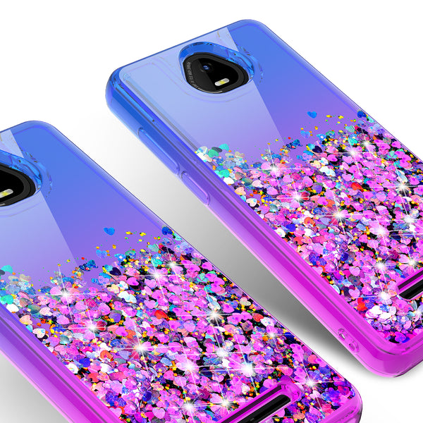 For Boost Schok Volt SV55 Case Liquid Glitter Phone Case Waterfall Floating Quicksand Bling Sparkle Cute Protective Girls Women Cover for Boost Schok Volt SV55 W/Temper Glass -  (Blue/Purple Gradient)