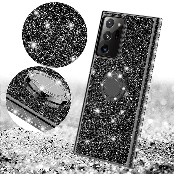 samsung galaxy a51 5g glitter bling fashion case - black - www.coverlabusa.com