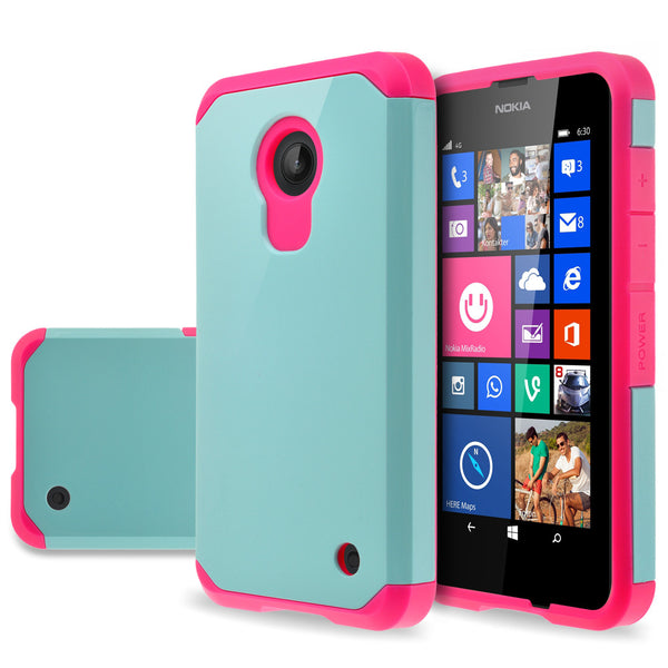 Nokia Lumia 635 Slim Hybrid Dual Layer Case - Teal/Hot Pink - www.coverlabusa.com