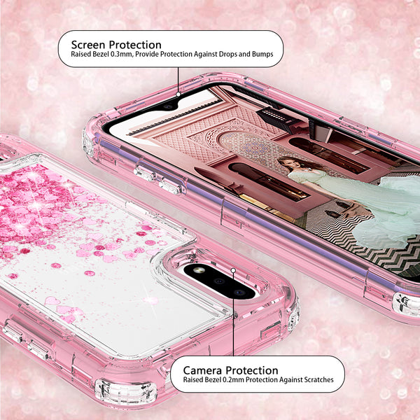 hard clear glitter phone case for samsung galaxy a01 - pink - www.coverlabusa.com 