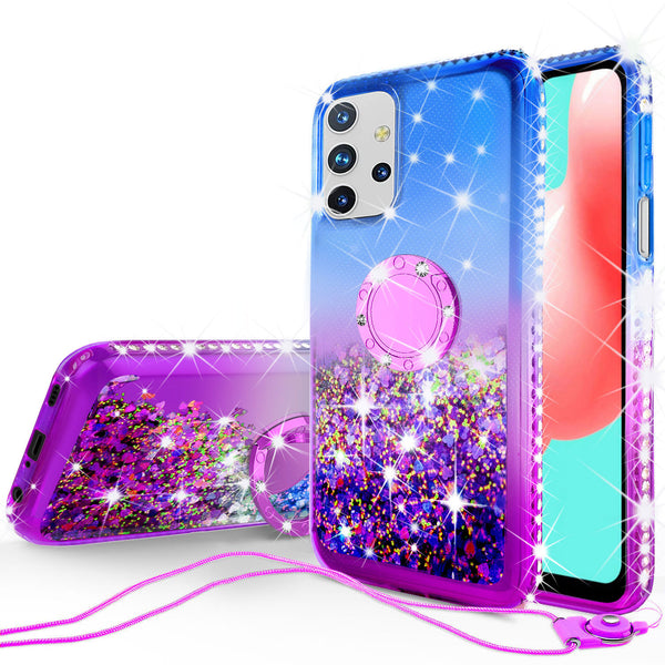 glitter phone case for samsung galaxy a02s - blue/purple gradient - www.coverlabusa.com