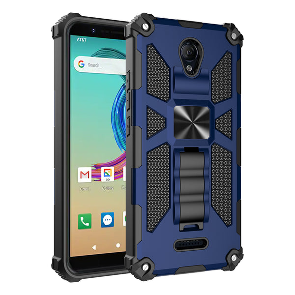 ring car mount kickstand hyhrid phone case for at&t fusion z/movation - blue - www.coverlabusa.com