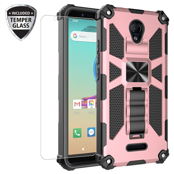 ring car mount kickstand hyhrid phone case for cricket icon 2 - rose gold - www.coverlabusa.com