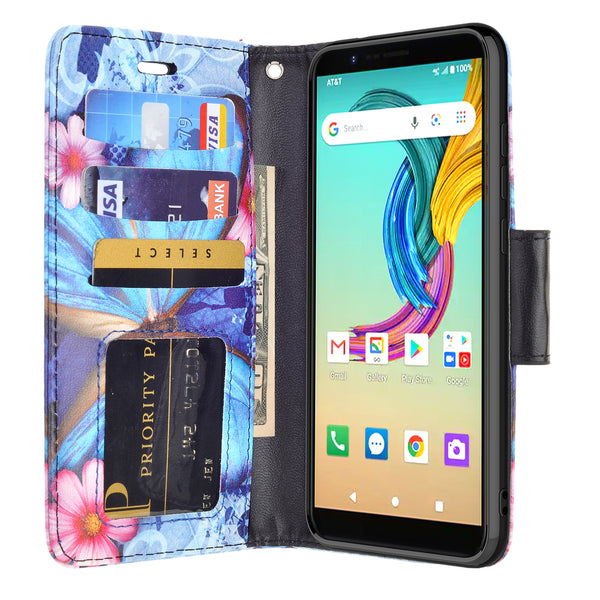 at&t fusion z/motivate wallet case - blue butterfly - www.coverlabusa.com