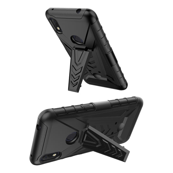 holster kickstand hyhrid phone case for alcatel jitterbug smart 3 - black - www.coverlabusa.com