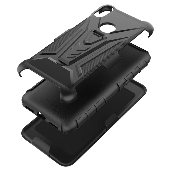 holster kickstand hyhrid phone case for alcatel jitterbug smart 3 - black - www.coverlabusa.com
