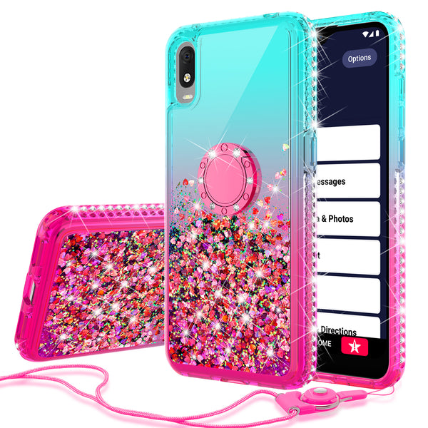 glitter phone case for alcatel jitterbug smart 3 - teal/pink gradient - www.coverlabusa.com