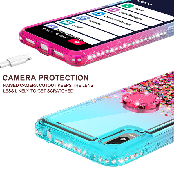 glitter phone case for alcatel jitterbug smart 3 - teal/pink gradient - www.coverlabusa.com