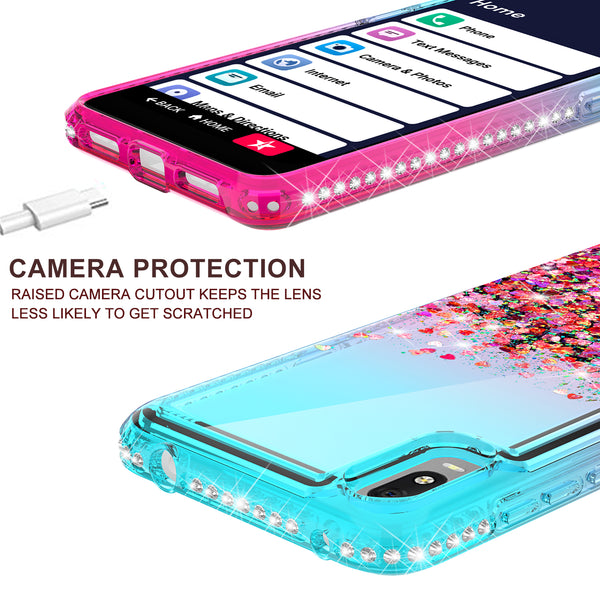 glitter phone case for alcatel jitterbut smart 3 - teal/pink gradient - www.coverlabusa.com