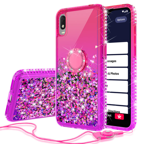 glitter phone case for alcatel jitterbug smart 3 - hot pink/purple gradient - www.coverlabusa.com