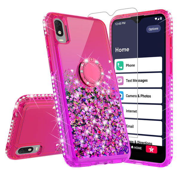 glitter phone case for alcatel jitterbug smart 3 - hot pink/purple gradient - www.coverlabusa.com