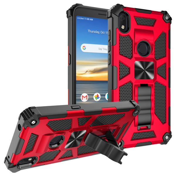 ring car mount kickstand hyhrid phone case for alcatel lumos/at&t alcatel axel - red - www.coverlabusa.com
