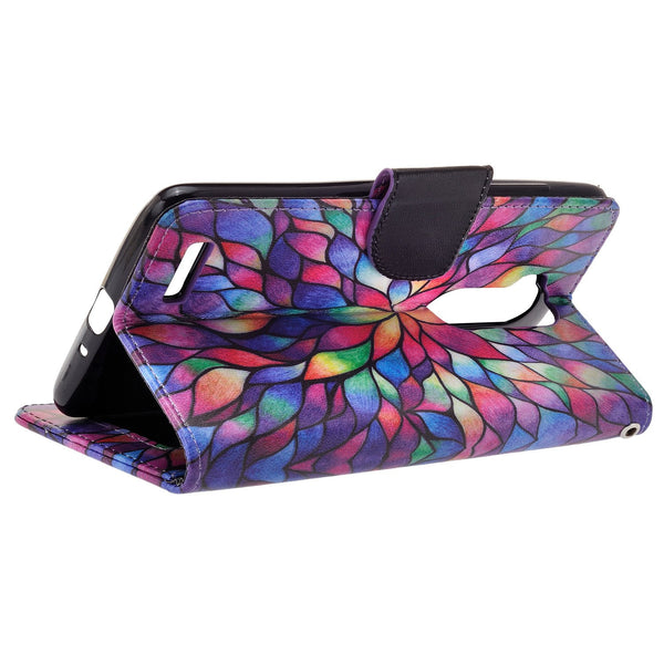 zte max xl, blade 3, zmax pro 2, wallet case - rainbow flower - www.coverlabusa.com