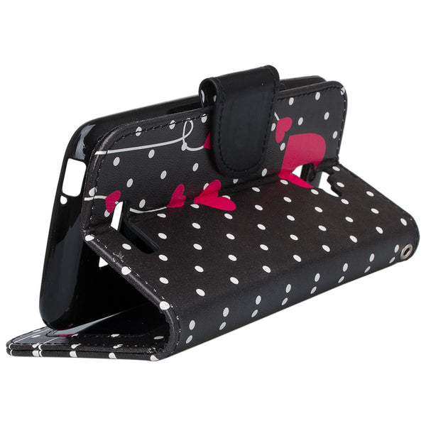 coolpad catalyst wallet case - polka dot hearts - www.coverlabusa.com