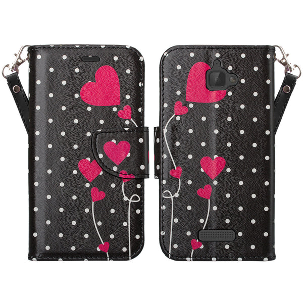 coolpad catalyst wallet case - polka dot hearts - www.coverlabusa.com