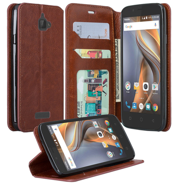 Coolpad Catalyst PU leather wallet case - brown - www.coverlabusa.com