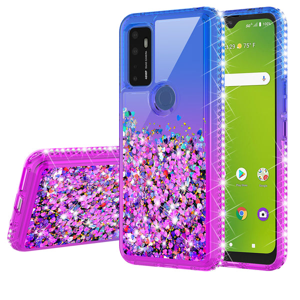 glitter phone case for cricket dream 5g - blue/purple gradient - www.coverlabusa.com