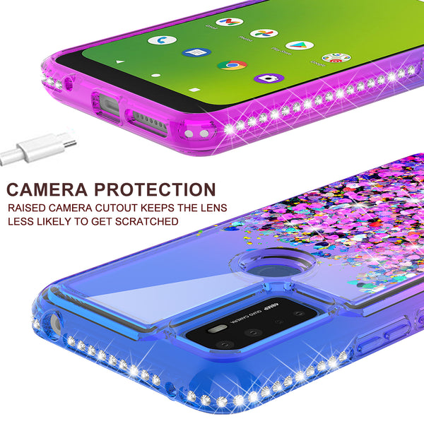 glitter phone case for cricket dream 5g - blue/purple gradient - www.coverlabusa.com