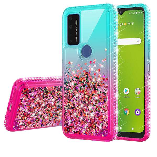 glitter phone case for cricket dream 5g - teal/pink gradient - www.coverlabusa.com