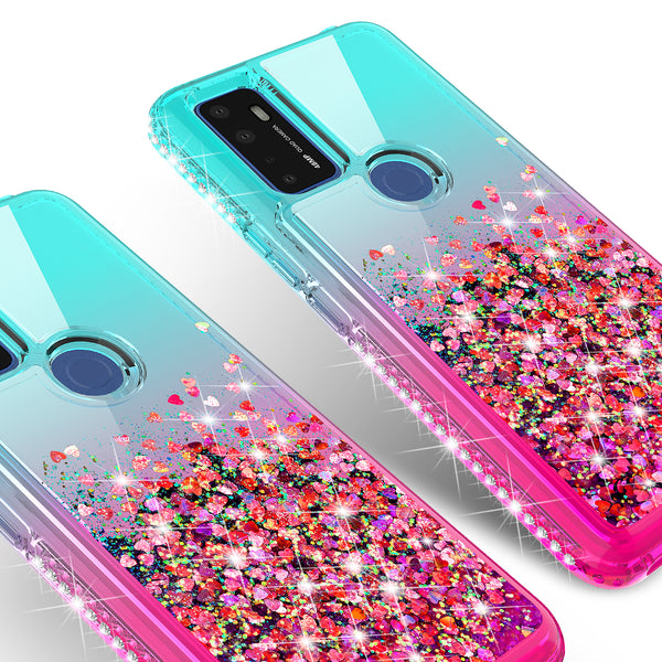 glitter phone case for cricket dream 5g - teal/pink gradient - www.coverlabusa.com