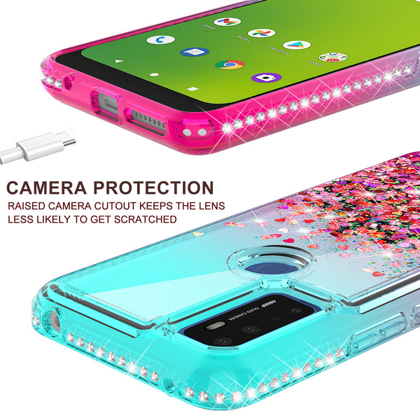 glitter phone case for cricket dream 5g - teal/pink gradient - www.coverlabusa.com