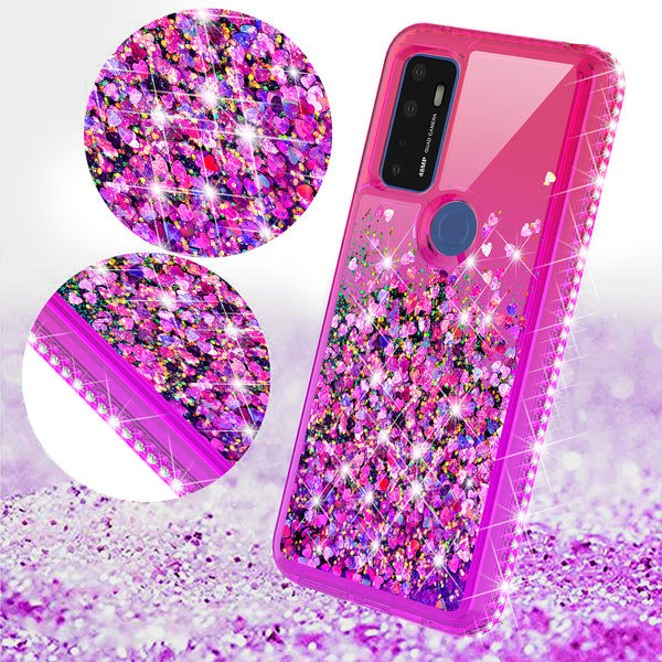 glitter phone case for cricket dream 5g - hot pink/purple gradient - www.coverlabusa.com
