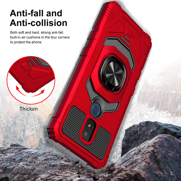 ring kickstand hyhrid phone case for cricket icon 3 - red - www.coverlabusa.com