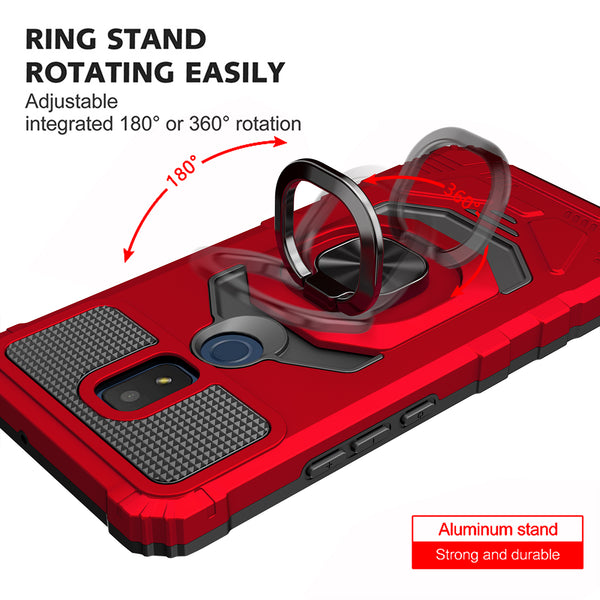 ring kickstand hyhrid phone case for cricket icon 3 - red - www.coverlabusa.com