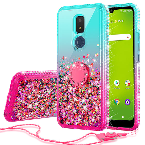 glitter phone case for cricket icon 3 - teal/pink gradient - www.coverlabusa.com
