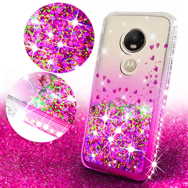 clear liquid phone case for motorola moto e5 play - hot pink - www.coverlabusa.com 