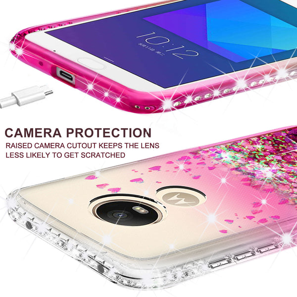 clear liquid phone case for motorola moto e5 play - hot pink - www.coverlabusa.com 