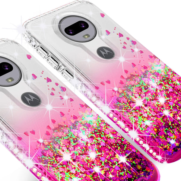 clear liquid phone case for motorola moto g7 - hot pink - www.coverlabusa.com 
