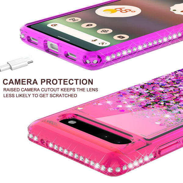 glitter phone case for google pixel 6a - hot pink/purple gradient - www.coverlabusa.com