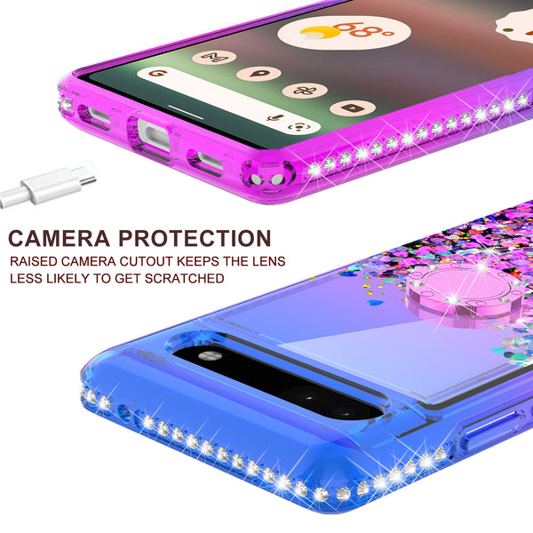 glitter phone case for google pixel 6a - blue/purple gradient - www.coverlabusa.com