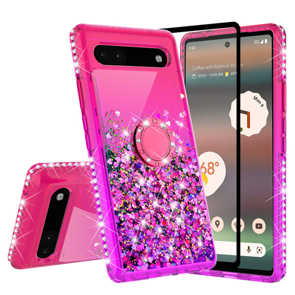 glitter phone case for google pixel 6a - hot pink/purple gradient - www.coverlabusa.com