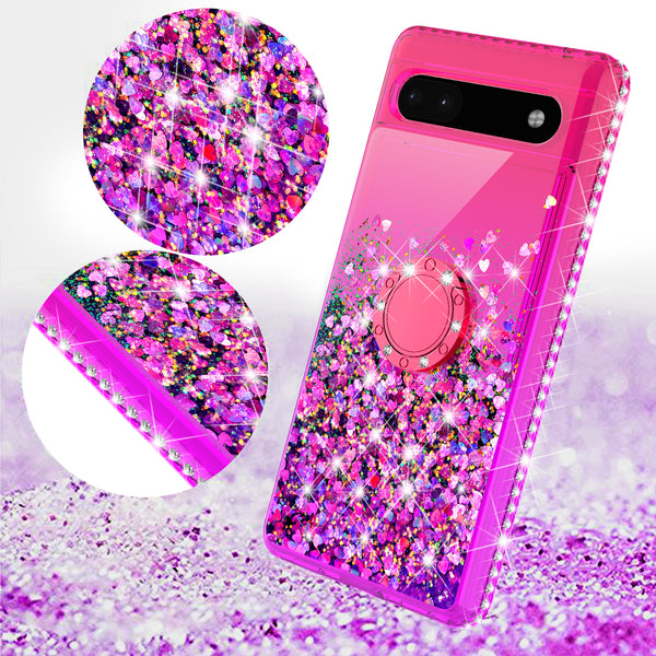 glitter phone case for google pixel 6a - hot pink/purple gradient - www.coverlabusa.com