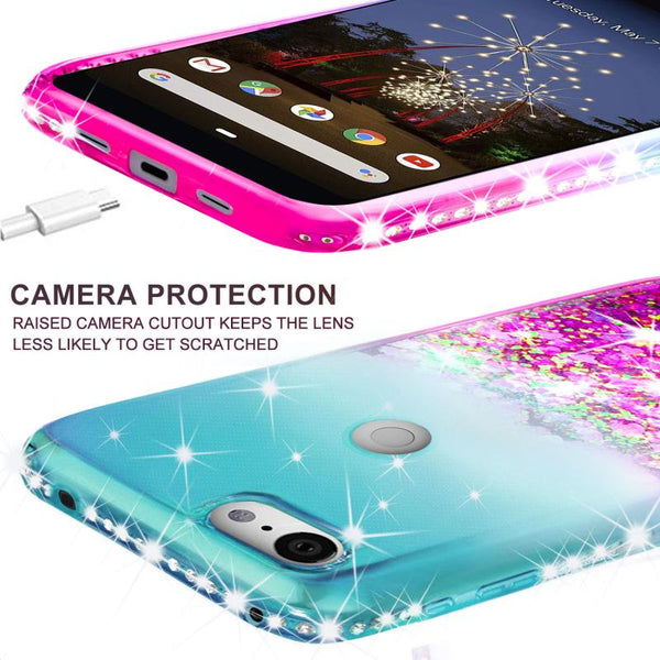 glitter phone case for google pixel 3a xl - teal/pink gradient - www.coverlabusa.com