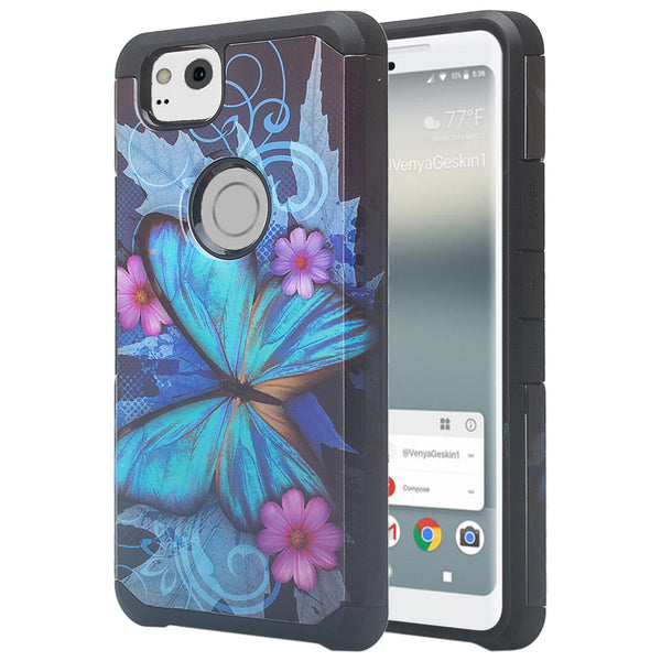 google pixel 2 xl hybrid case - blue butterfly - www.coverlabusa.com