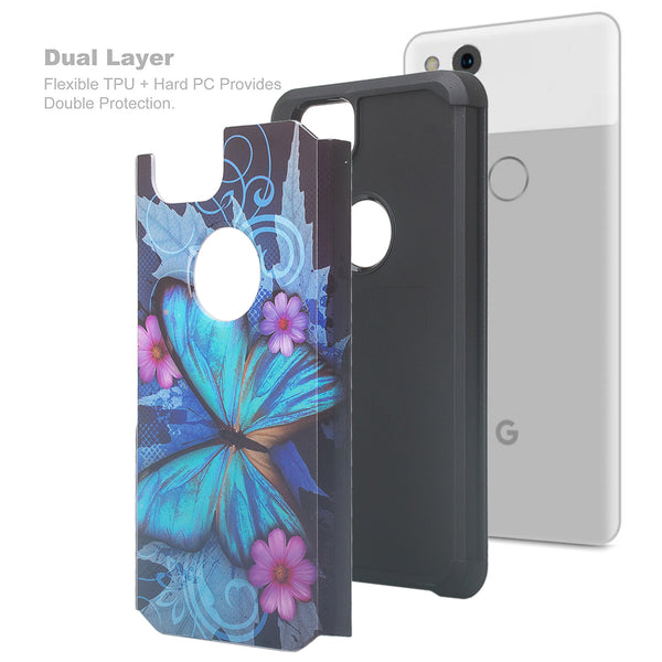 google pixel 2 xl hybrid case - blue butterfly - www.coverlabusa.com