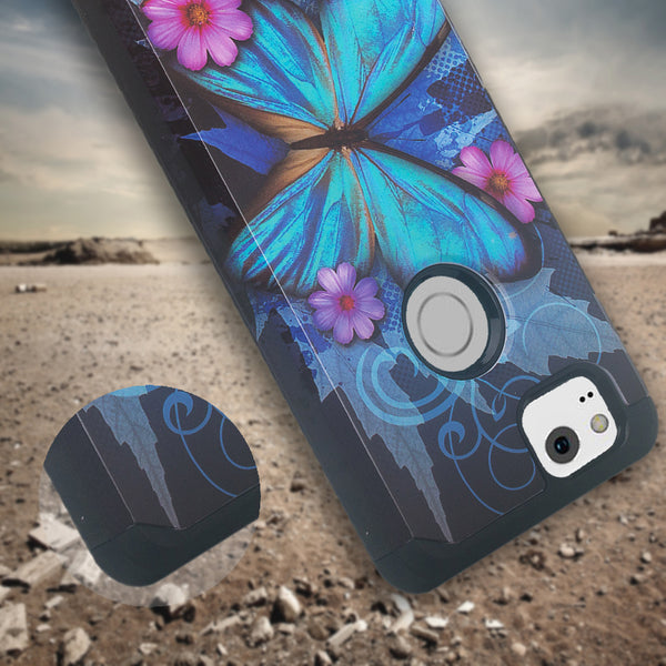 google pixel 2 xl hybrid case - blue butterfly - www.coverlabusa.com