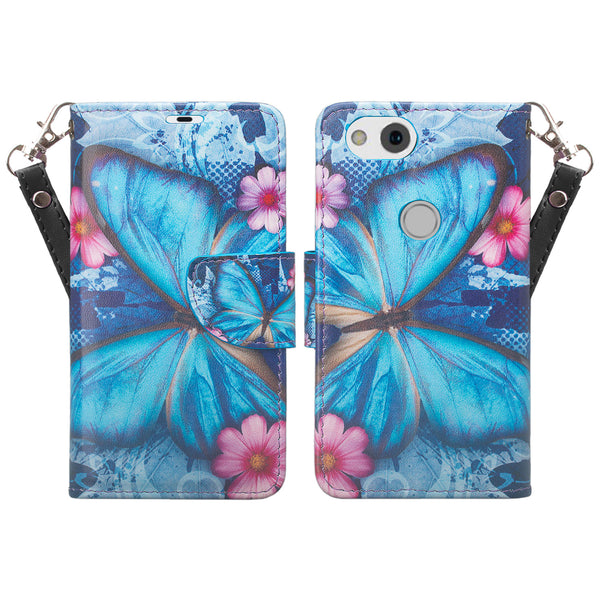 Google Pixel 2 Wallet Case - blue butterfly - www.coverlabusa.com