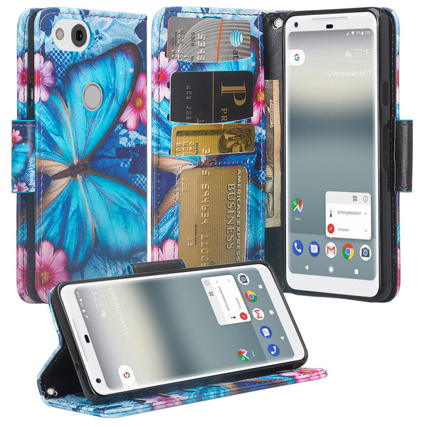 Google Pixel 2 Wallet Case - blue butterfly - www.coverlabusa.com