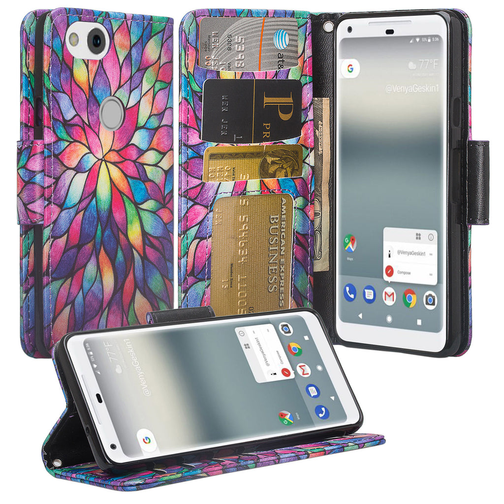 Google Pixel 2 Wallet Case - rainbow flower - www.coverlabusa.com