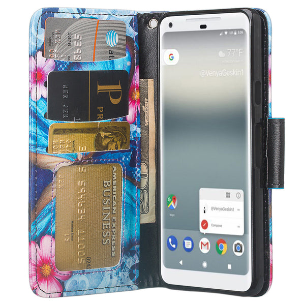 Google Pixel 2 XL Wallet Case - blue butterfly - www.coverlabusa.com