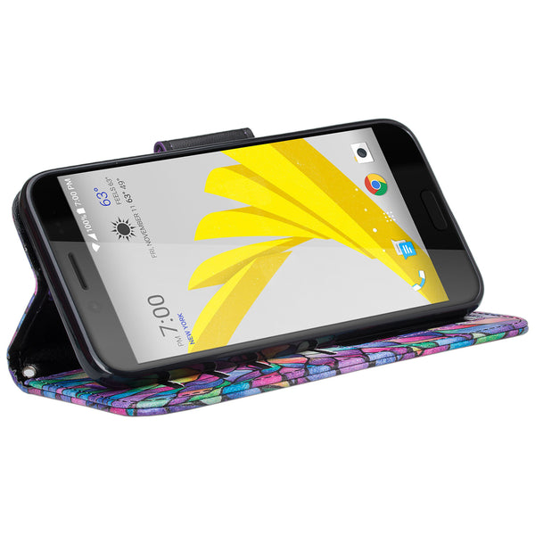 HTC Bolt Wallet Case - rainbow flower - www.coverlabusa.com
